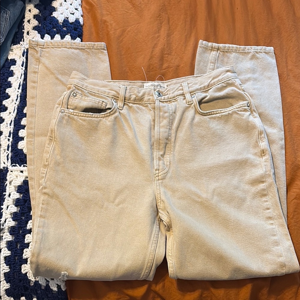 We The Free Straight Leg Jeans in Light Beige